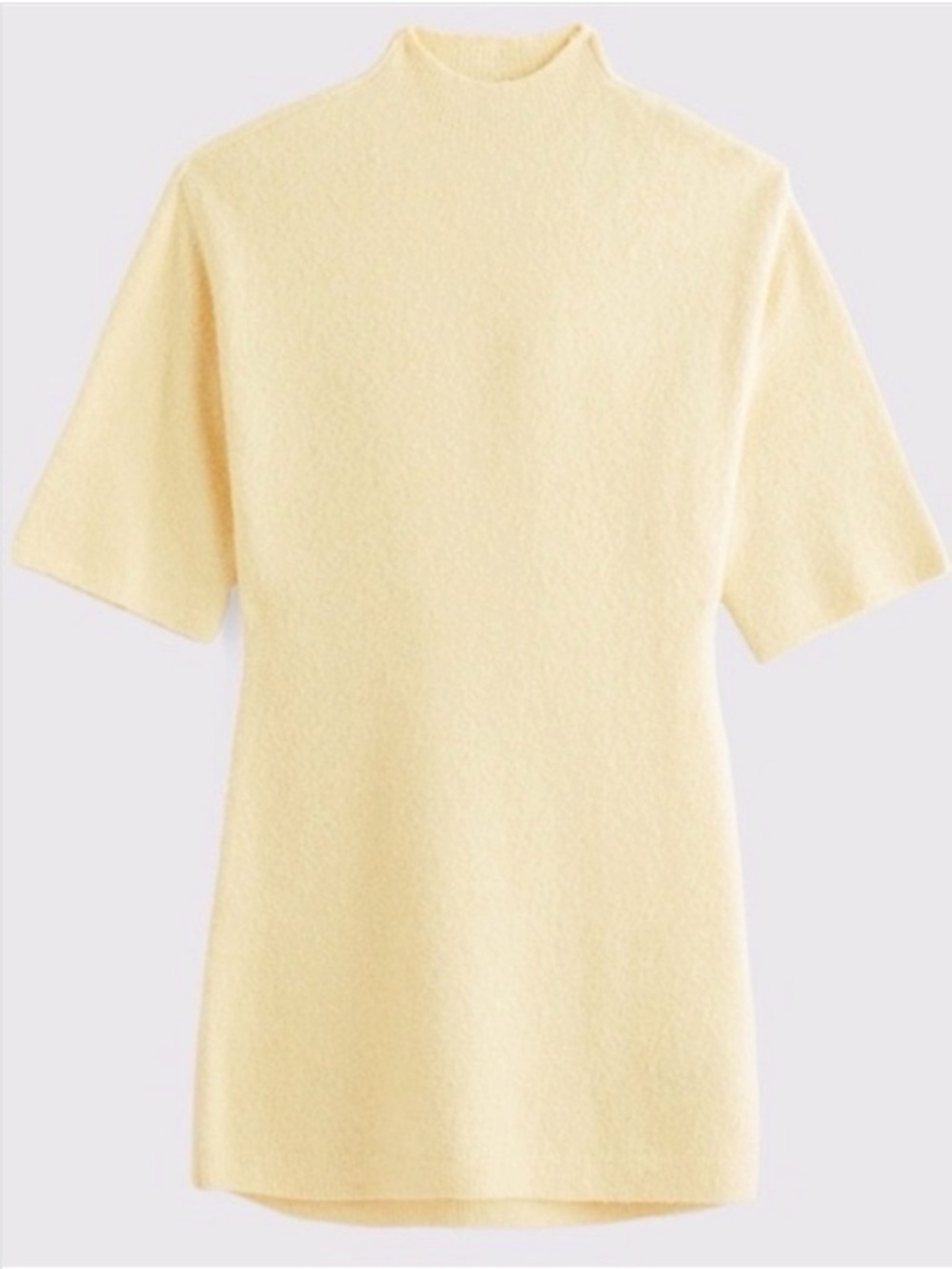 Yellow Short-Sleeve Boucle Mini Sweater Dress